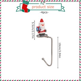 BRTNUP 4 PCS Christmas Stocking Hooks Stocking Holder Set Mantel Christmas Stocking Hangers Santa Xmas Tree Snowman for Fireplace Metal Stocking Hooks Clips for Christmas Party Decoration