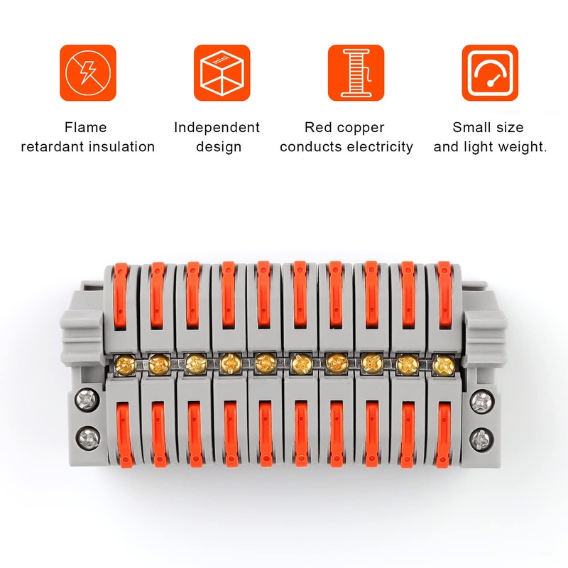 10 x DIN Rail Junction Terminal, SRJQXH Grey, 0.08-4 mm²,