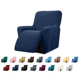Cupuamon Recliner Chair Covers,Lazy Boy Recliner Covers Stretch Reclining Covers 1 Piece Furniture Protector with Elastic Bottom for Dog,Kids-Navy