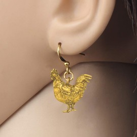 NEWEI Enamel Hen Chicken Earrings Dangle for Women Girls Chicken Lovers Jewelry Gifts Charms (Vintage Gold Plated)