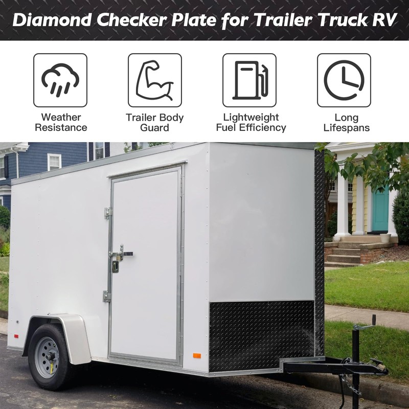Royilink Embossed Aluminum Diamond Chekcer Plate Sheet Metal – Silver,
