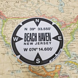 Beach Haven, New Jersey GPS Magnet - Reflective Vinyl GPS Marker Magnet