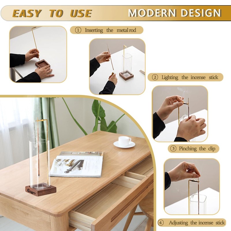 Ceremony Incense Holder，2 Pack Wood Incense Holder for Sticks with