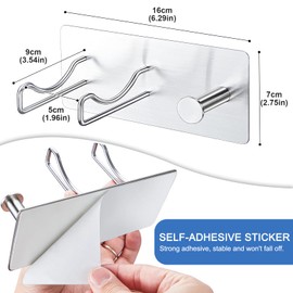 Hair Dryer Holder Wall Mounted, Stainless Steel Blow Dryer Hairdryer Holder for Bathroom, Adhesive Hair Tool Organizer for Blow Dryer Storage, Silver