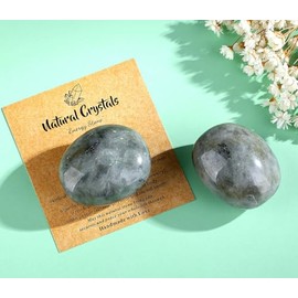 Sahoottie SAHOOTTIE White Labradorite Crystal 1.6-1.8" Moonstone Gemstones Healing Crystal White Labradorite Polished Gemstone Tumbled Stone Pocket Stone for Crystal Lovers Beginners Collectors 1pc