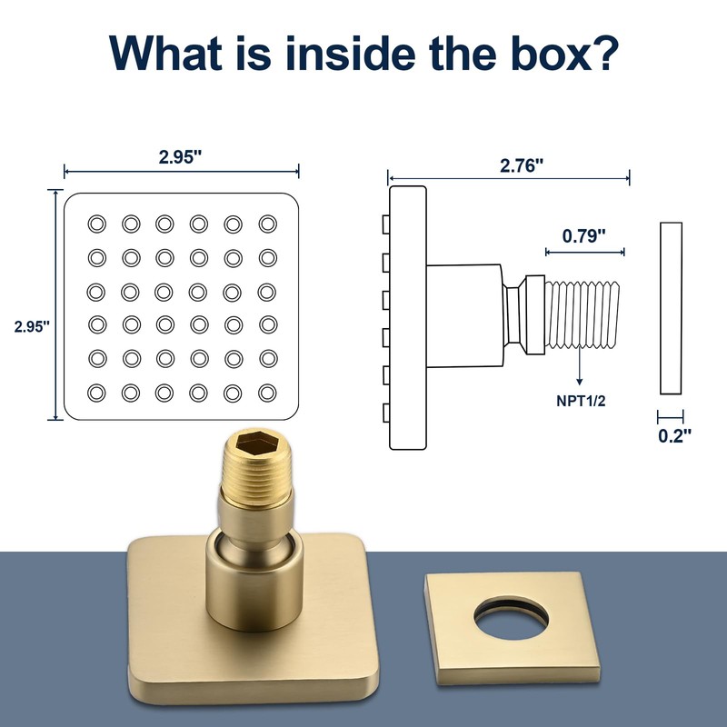 LOCALAND Solid Brass Shower Body Spray Jets, Square Body Jets