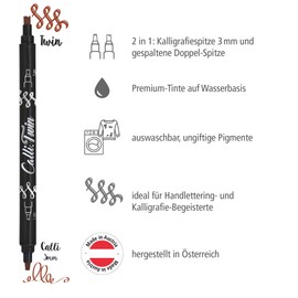 ONLINE Calli.Twin Pen with Double Tip, Double Contour and Calligraphy Tip, Hand Lettering Brush Pens in Various Colours, Colourful Bullet Journal Pens for Calligraphy, Watercolour, Colour: Aubergine