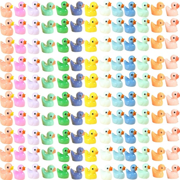 150 piezas de patos pequeños de 13 colores, cifras de patos pequeños, pequeños patos de resina a granel para decoración de casa de muñecas, micro hadas, jardín, paisaje, acuario, pequeños juguetes