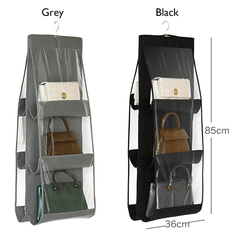 Handbag Storage Organizer Dust-Proof Holder Bag Wardrobe Closet (Black-2Pack)
