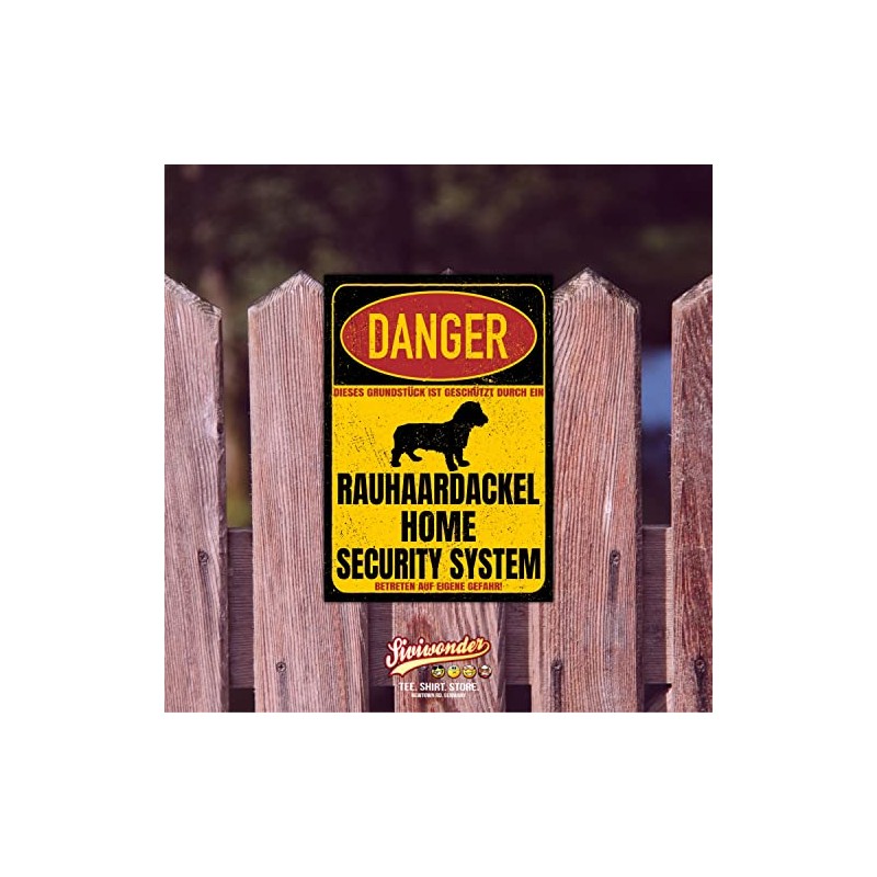 Rauhaardackel Sign Danger Security System Door Sign Dog Sign Dog