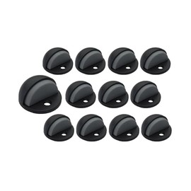 QCAA Low Dome Floor Door Stop, H 25.4 x Diameter 44.5mm, Zinc Die Cast, Matte Black, 12 Pack, Made in Taiwan