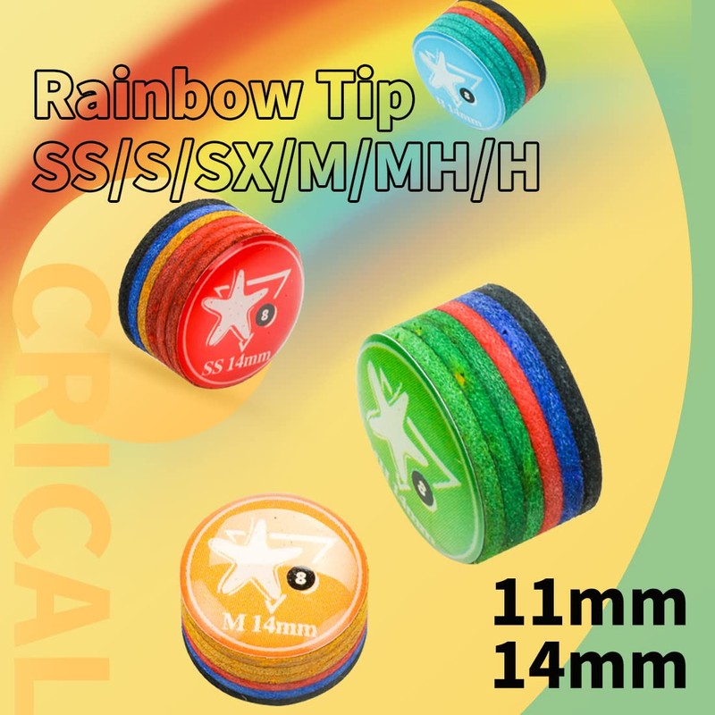 CRICAL 5 Pieces Rainbow Tip Billiards Pool Cue Tip 11/14mm