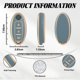 TOOMUME Key Cover TPU Car Key Case Fits Nissan Qashqai J11 J12 Juke F15 X Trail T32 Micra K13 K14 Infiniti Q50 QX60 EX35 FX45, Key Cover Protection Key Case - Three Lines
