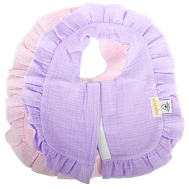 usakinon® Organic Cotton Baby Bibs 2 Pack – Front-Closure Design, CPC Certified, GOTS Certified, Machine Washable (PinkPurple)