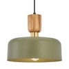 Contemporary Pendant Lighting,12 inch Pendant Lamp,Wood and Brass Accent,Adjustable Metal