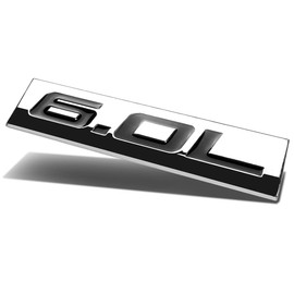 Auto Dynasty Chrome Finish Metal Emblem 6.0L Badge, (Black Letter)