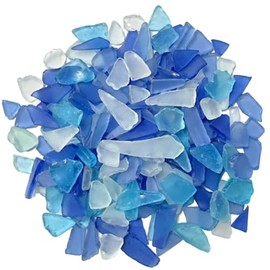 14oz Blue Frosted Sea Glass Pieces for Crafts Frosted Flat Glass, Sea Glass Vase Fillers for Crafts Beach Glass Small Sea Glass Pieces Vase Fillers for Home Weddings Decor Crafts Bulk Sea Glass
