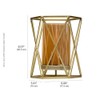 Elements 6.89x5.91x8.07 Inch Metal Gold Wire Hexagonal Candle Holder, Amber