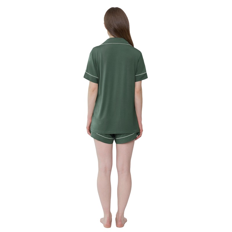 Joyaria Womens Button Down Bamboo Viscose Pajamas Set Short Sleeve