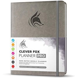 Clever Fox Planner PRO â Weekly & Monthly Life Planner to Increase Productivity, Time Management and Hit Your Goals â Organizer, Gratitude Journal â Undated, 1 Year â Softcover, 8.5x11â³ (Grey)