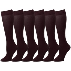 Falari 6-Pack Women Trouser Socks with Comfort Band Stretchy Spandex Opaque Knee High - Brown