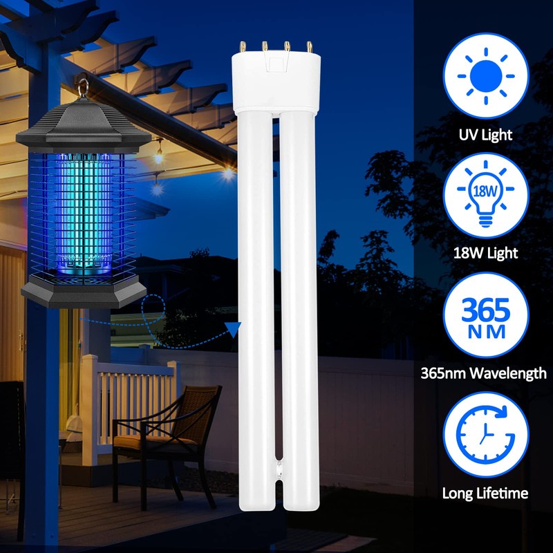 AMUFER 18W Bug Zapper Replacement Bulb, H-Shaped Tube with 4-Pin