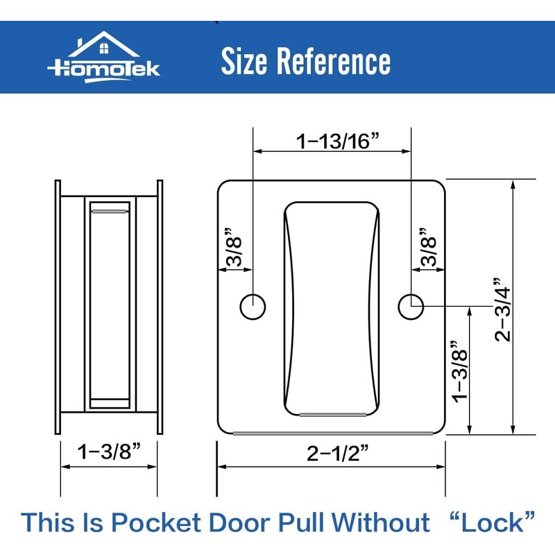 HOMOTEK 2 Pack Privacy Pocket Door Pull Without Switch Plate