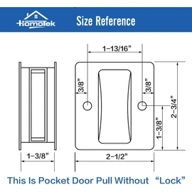 HOMOTEK 2 Pack Privacy Pocket Door Pull Without Switch Plate - Replace Old Or Damaged Passage Sliding Door Pull No Lock Quickly and Easily, 2-3/4”x2-1/2”, for 1-3/8” Thickness Door, Oil Rubbed Bronze