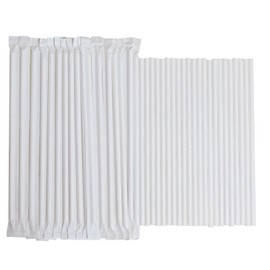 Individually Wrapped Straws, Disposable Paper Drinking White Straws 100 Pack, for Parties, Restaurants, Food Services - 7.75 Inch