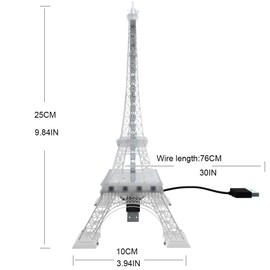 BTF-LIGHTING USB 5V Romantic Eiffel Tower Built-in Colour Changing Night Light 9.8 Inch 48 LEDs WS2812B RGB Mini Night Light Desk Table Lamp Birthday Gift