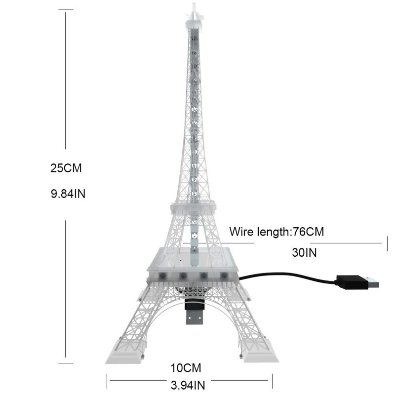 BTF-LIGHTING USB 5V Romantic Eiffel Tower Built-in Colour Changing Night