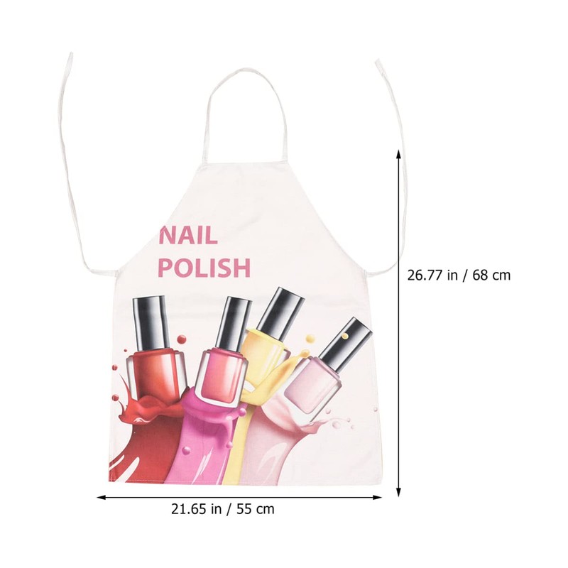 Lurrose Nail Tech Apron Adjustable Neck Long Ties Cosmetic Manicurist