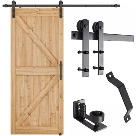 G&J 6.6 ft Sliding Barn Door I Type Hardware 5 Tracks Set with Handle & Roller