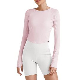 G4Free Athletic Long Sleeve Tops for Women Rash Guard UV Protection Skin-Friendly Workout Tshirts UPF 50+ Fast Dry Sun Shirts(Smoky Blush,XS)