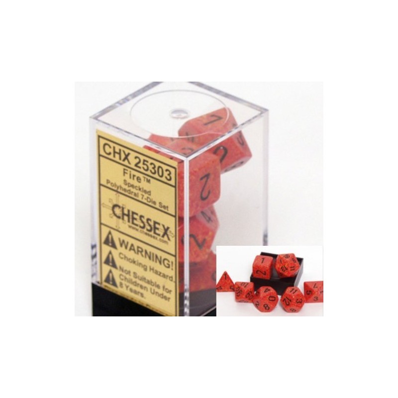 Chessex Dice: Polyhedral 7-Die Speckled Dice Set - Fire