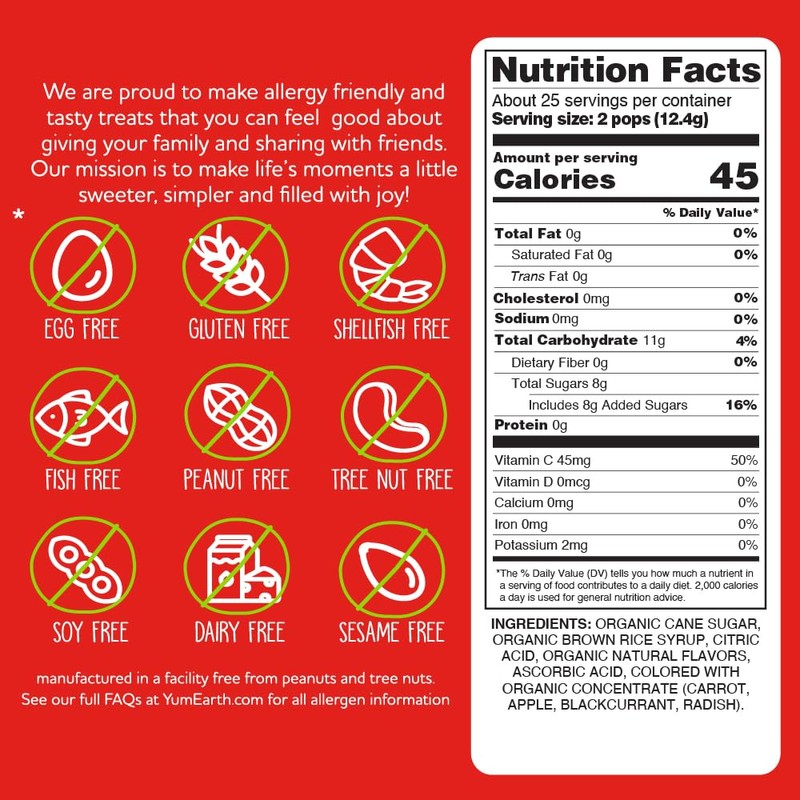 YumEarth Organic Pops Variety Pack, 50 Fruit Flavored Favorites Lollipops,