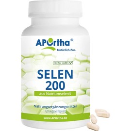 APOrtha Selenium, 120 Vegan Capsules with 200 μg of Sodium Selenite, High Dose and Easy to Swallow, Allergy-Free, Vegan, Gluten-Free, Alternative to Drops and Tablets
