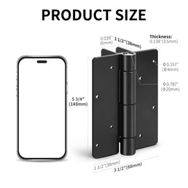 UCDOET Upgraded 5.75" Aluminum Self Closing Gate Hinges, Fence Gate Hinge for Aluminum | Vinyl | Iron | Wood Gates, Self Closing Force Adjustable Spring Hinges -1Pair (Black)