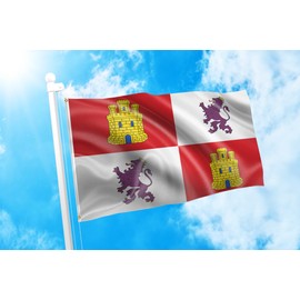 DMSE Spanish Royal Standard Spain Castil and Leon Flag 2X3 Ft Foot 100% Polyester 100D Flag UV Resistant (2' X 3' Ft Foot)