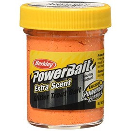 Berkley PowerBait Glitter Trout Bait, Fluorescent Orange, Fishing Dough Bait, Scent Dispersion Technology, Irresistible Scent and Flavor, Moldable and Easy to Use