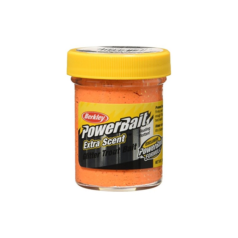 Berkley PowerBait Glitter Trout Bait, Fluorescent Orange, Fishing Dough Bait,