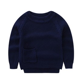 Peecabe Toddler Baby Girl Boy Cable Knit Sweater Cotton Infant Pullover Crewneck Long Sleeve Sweatshirt Fall Winter (3T, Navy)