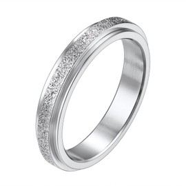 Richsteel Anti-Stress Ring Man Rotating Ring Frost Ring Alliance Man Stainless Steel Viking Jewellery Man Woman 4 mm Wide Colour Silver Size 59