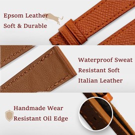 Niziruoup Leather Watch Band Quick Release Handmade Elegant Epsom Full Grain Leather Calfskin Bracelet 12mm 14mm 16mm 18mm 20mm 22mm Replacement Band Strap for Women Men