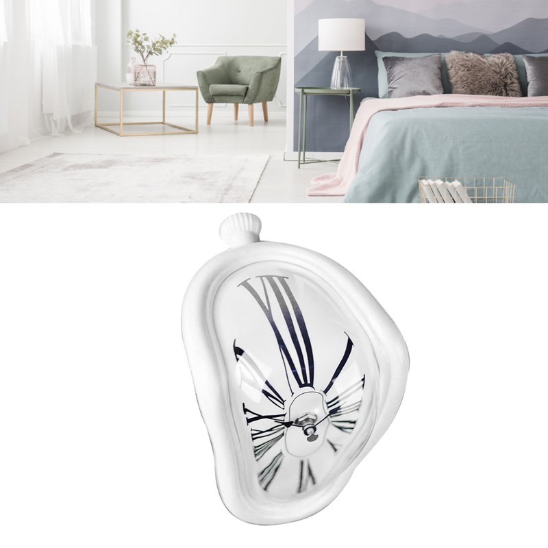 Melting Clock Plastic Retro Decorative Electroplated Metal Paint Desk Table
