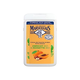 Le Petit Marseillais - Shower & Bath Cream Extra Soft Organic Apricot & Organic Hazelnut (650 ml Bottle) - Shower Gel with 92% Natural Ingredients - pH Neutral