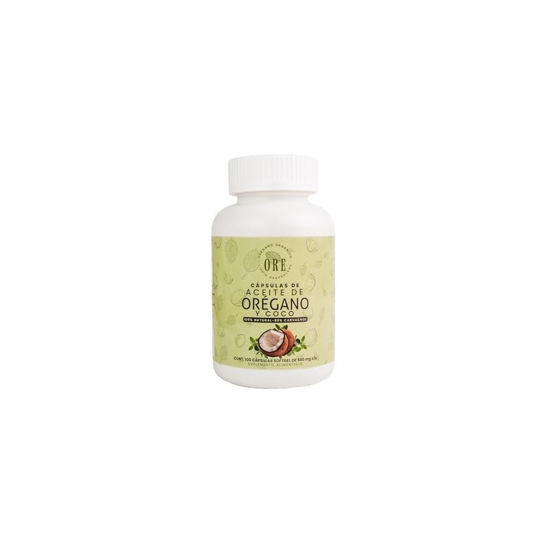 ORE Aceite de Orégano y Coco, 100 Cápsulas Softgel, 500