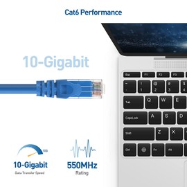 Cable Matters- Cable Ethernet Cat 6 sin enganches de 10 Gbps de 14 pies (cable Cat 6, cable Cat6, cable de Internet, cable de red) en azul