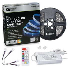 Commercial Electric C423510 16ft LED White And Color Changing RGB Tape Light Kit