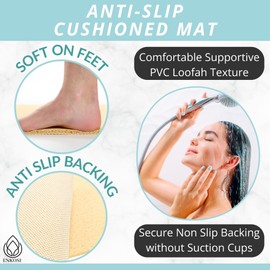 ENKOSI Non Slip Bathtub Mat Shower Mat for Tub - Loofah Bath Mats for Bathroom - 40x16 Bathtub Floor Mat - Textured Anti Slip Bath Mat Without Suction Cups - Secure Mat for Wet Areas (40x16 Beige)